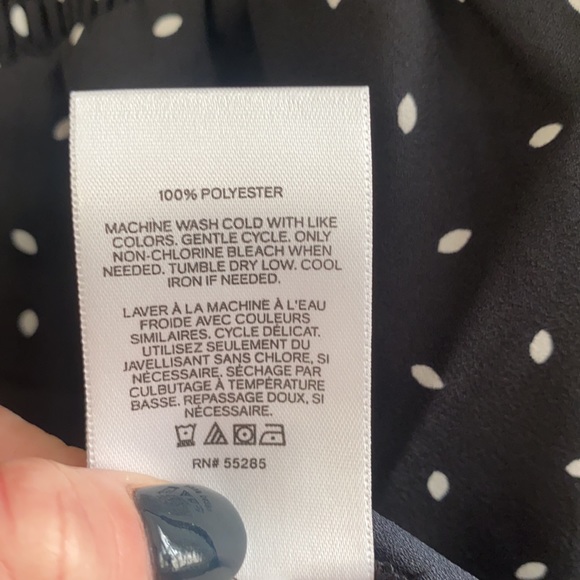 Express Polka Dot Long Sleeve Crew Neck Back Button Sheath Dress Size S - Picture 11 of 11